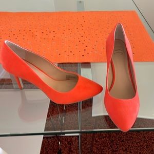 INC orange suede pumps